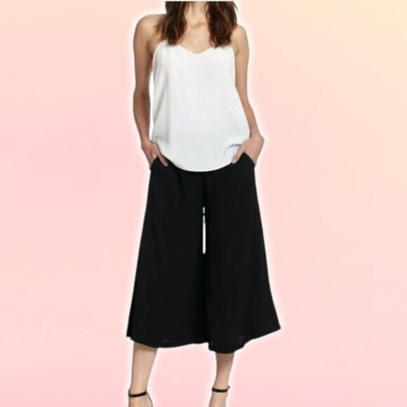BABATON Aritzia 100% Wool Culottes Crop Pant Sz 0 Black - Picture 1 of 6